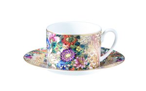 Чаша за чай с чинийка Golden Flowers Roberto Cavalli Home Luxury Tableware - Stolbg.com