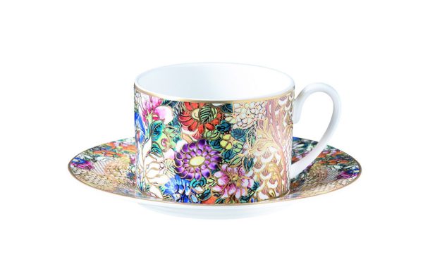 Чаша за чай с чинийка Golden Flowers Roberto Cavalli Home Luxury Tableware - Stolbg.com