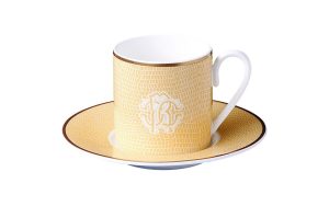 Чаша за кафе с чинийка Lizzard Gold Roberto Cavalli Home Luxury Tableware - Stolbg.com