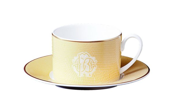 Чаша за чай с чинийка Lizzard Gold Roberto Cavalli Home Luxury Tableware - Stolbg.com
