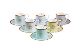 Подаръчен комплект за кафе Lizzard Sunrise, Сет от 12 части Roberto Cavalli Home Luxury Tableware - Stolbg.com