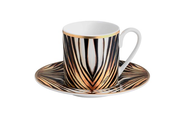 Чаша за кафе с чинийка Ray of Gold Roberto Cavalli Home Luxury Tableware - Stolbg.com