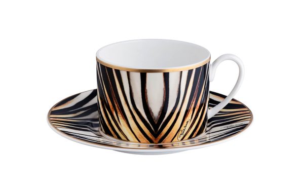 Чаша за чай с чинийка Ray of Gold Roberto Cavalli Home Luxury Tableware - Stolbg.com