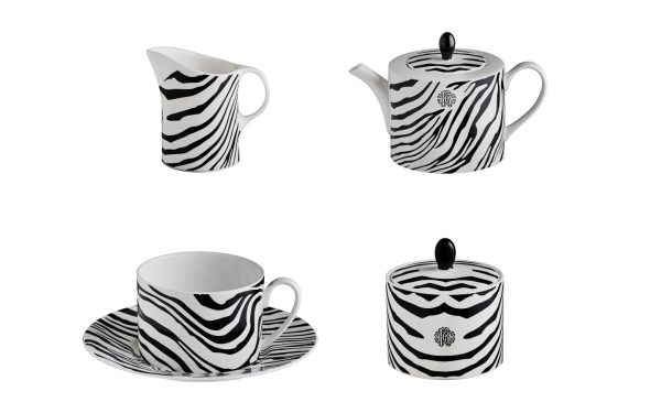 СЕРВИЗ ЗА ЧАЙ ZEBRAGE, СЕТ ОТ 15 ЧАСТИ Roberto Cavalli Home Luxury Tableware - Stolbg.com