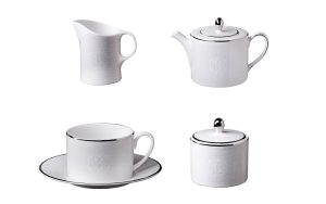 СЕРВИЗ ЗА ЧАЙ LIZZARD PLATIN, СЕТ ОТ 9 ЧАСТИ Roberto Cavalli Home Luxury Tableware - Stolbg.com