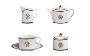 СЕРВИЗ ЗА ЧАЙ SILK GOLD, СЕТ ОТ 9 ЧАСТИ Roberto Cavalli Home Luxury Tableware - Stolbg.com