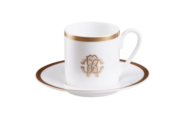 Чаша за кафе с чинийка Silk Gold Roberto Cavalli Home Luxury Tableware - Stolbg.com