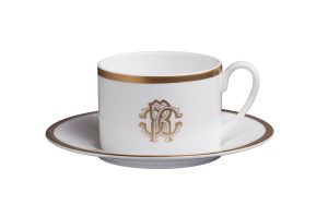 Чаша за чай с чинийка Silk Gold Roberto Cavalli Home Luxury Tableware - Stolbg.com
