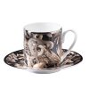 Чаша за кафе с чинийка Tropical Jungle Black - Limited Edition Roberto Cavalli Home Luxury Tableware - Stolbg.com