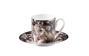 Чаша за кафе с чинийка Tropical Jungle Black - Limited Edition Roberto Cavalli Home Luxury Tableware - Stolbg.com