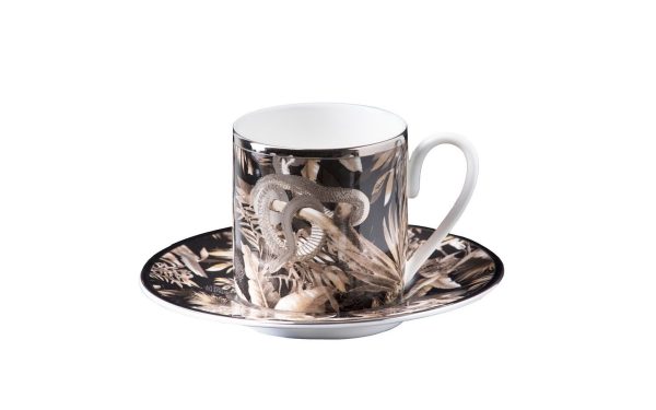 Подаръчен комплект за кафе Tropical Jungle Black, Сет от 4 части Roberto Cavalli Home Luxury Tableware - Stolbg.com