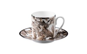 Чаша за кафе с чинийка Tropical Jungle White Roberto Cavalli Home Luxury Tableware - Stolbg.com