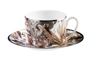 Чаша за чай с чинийка Tropical Jungle White Roberto Cavalli Home Luxury Tableware - Stolbg.com