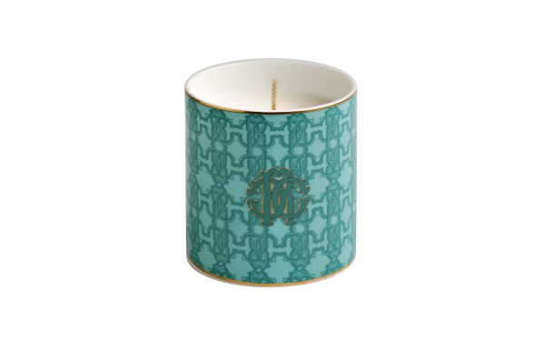 Ароматна свещ Turquoise Monogram Gold Roberto Cavalli Home Luxury Tableware - 1 - Stolbg.com
