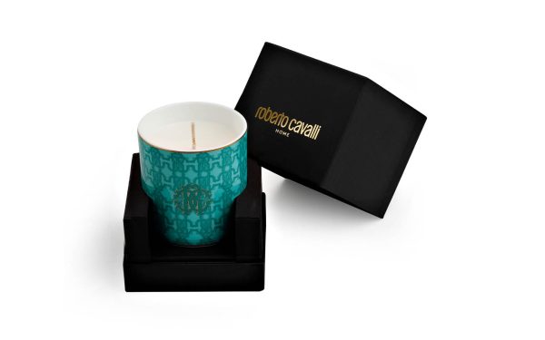 Ароматна свещ Turquoise Monogram Gold Roberto Cavalli Home Luxury Tableware - 2 - Stolbg.com