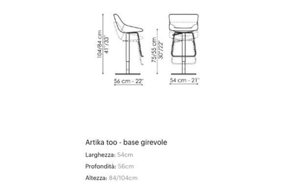 Бар стол ARTIKA TOO SWIVEL BASE Bonaldo - 3 - Stolbg.com