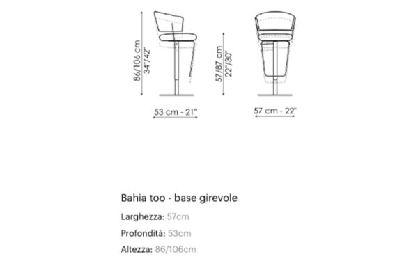 Бар стол BAHIA TOO SWIVEL BASE Bonaldo - 3 - Stolbg.com