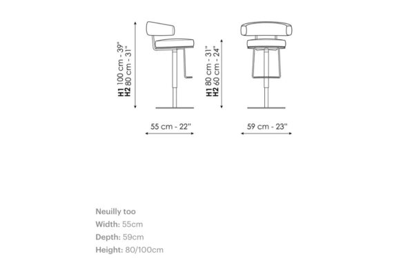 Бар стол NEUILLY TOO SWIVEL BASE Bonaldo - 4 - Stolbg.com