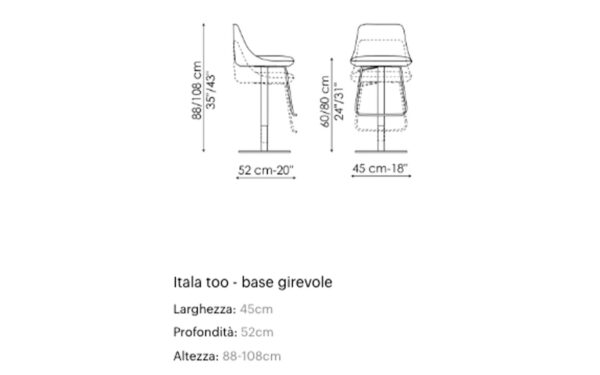 Бар стол ITALA TOO SWIVEL BASE Bonaldo - 4 - Stolbg.com