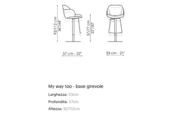 Бар стол MY WAY TOO SWIVEL BASE Bonaldo - 4 - Stolbg.com
