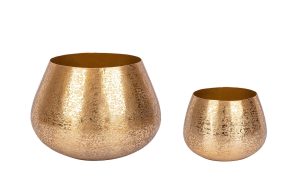 Сет от 2 кашпи VARANASI ROUND GOLD Bizzotto - 1 - Stolbg.com
