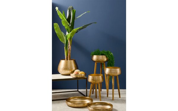 Сет от 2 кашпи VARANASI ROUND GOLD Bizzotto - 2 - Stolbg.com