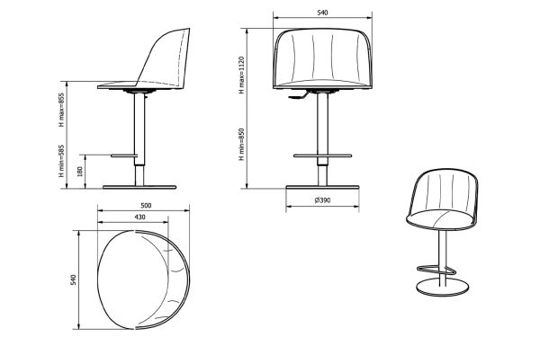 Бар стол AGATHA SWIVEL Bontempi - 3 - Stolbg.com