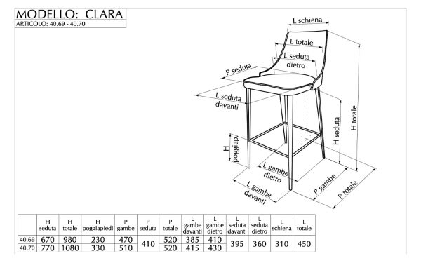 Бар стол CLARA Bontempi - 5 - Stolbg.com