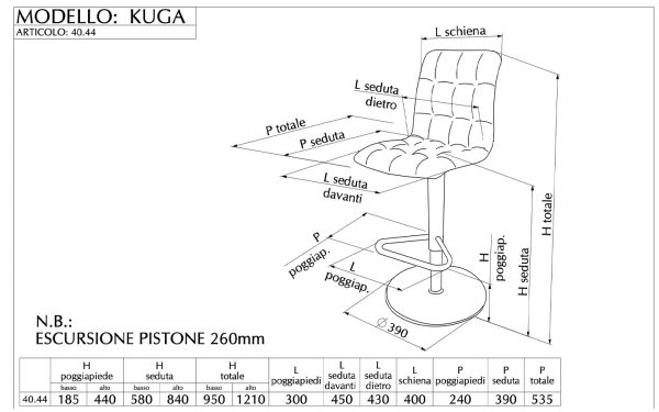 Бар стол KUGA SWIVEL Bontempi - 4 - Stolbg.com