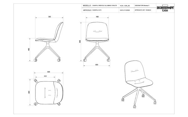Стол CHANTAL WITH CASTORS Bontempi - 2 - Stolbg.com