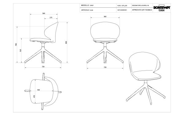 Стол DROP SWIVEL Bontempi - 2 - Stolbg.com