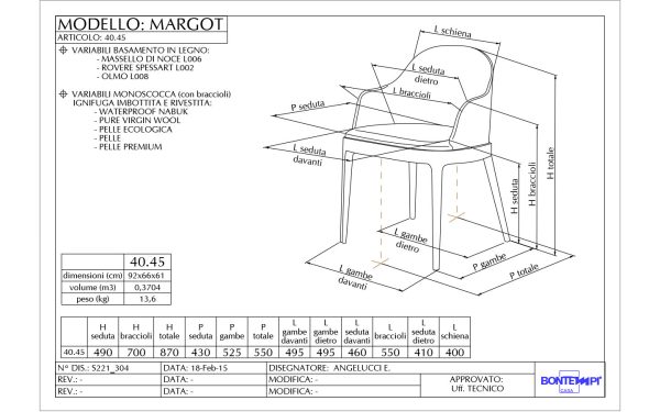 Стол MARGOT WOOD WITH ARMS Bontempi - 6 - Stolbg.com