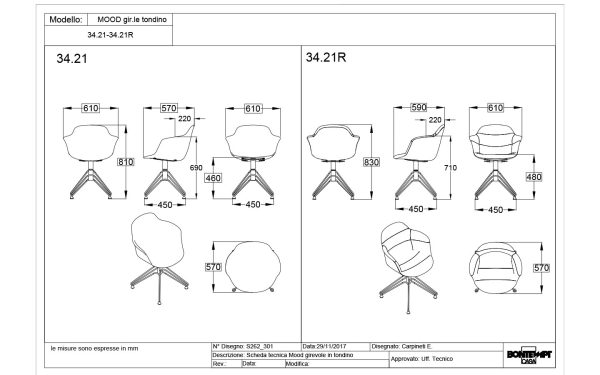 Стол MOOD SWIVEL 4 LEGS Bontempi - 7 - Stolbg.com