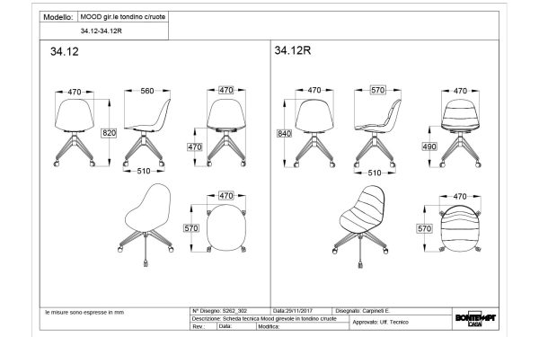 Стол MOOD SWIVEL 4 LEGS WITH CASTORS Bontempi - 3 - Stolbg.com