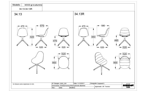 Стол MOOD SWIVEL GAS LIFT Bontempi - 3 - Stolbg.com