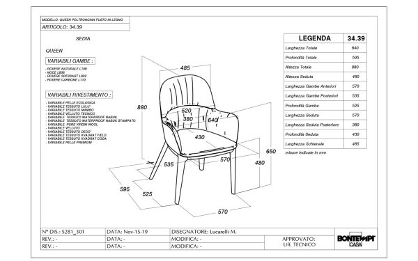 Стол QUEEN WOOD Bontempi - 6 - Stolbg.com