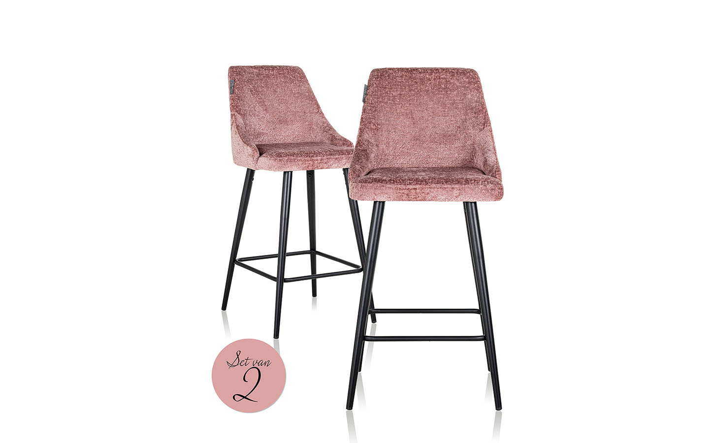 Бар стол BROOKE LOW ROSE CHENILLE, Сет от 2 Richmond Interiors - 1 - Stolbg.com